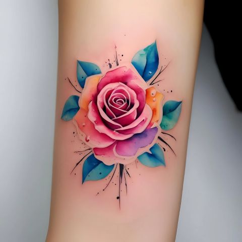 Watercolor Rose Tattoo