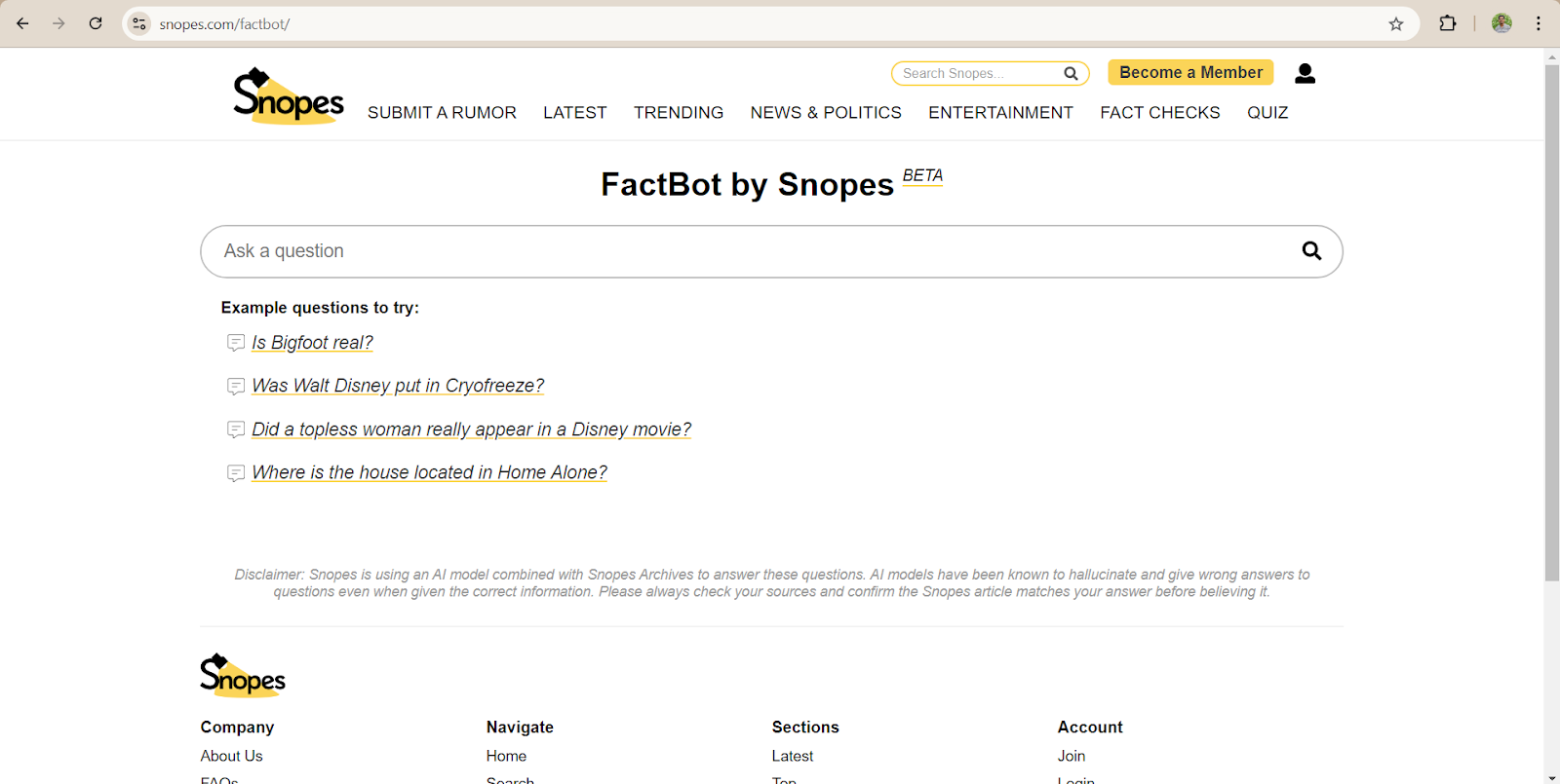 Snopes Factbot