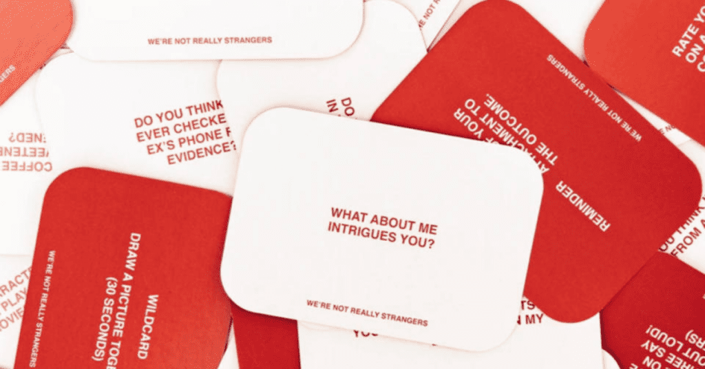 if you’re looking for an easy way to spark some excitement into your date nights… these conversation cards for couples are for you! conversation card games are decks of cards, or sometimes games, designed to inspire deeper conversations with questions to ask each other