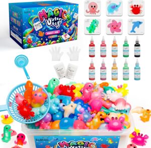 Magic Water Elf Toy Kit, Aqua Fairy Water Gel Kit with 10 Magic Gels, 6 Sea Creature Molds. Christmas Gifts, Birthday Gifts, Party Favors, Arts & Crafts DIY STEM for Kids (10 Colors)