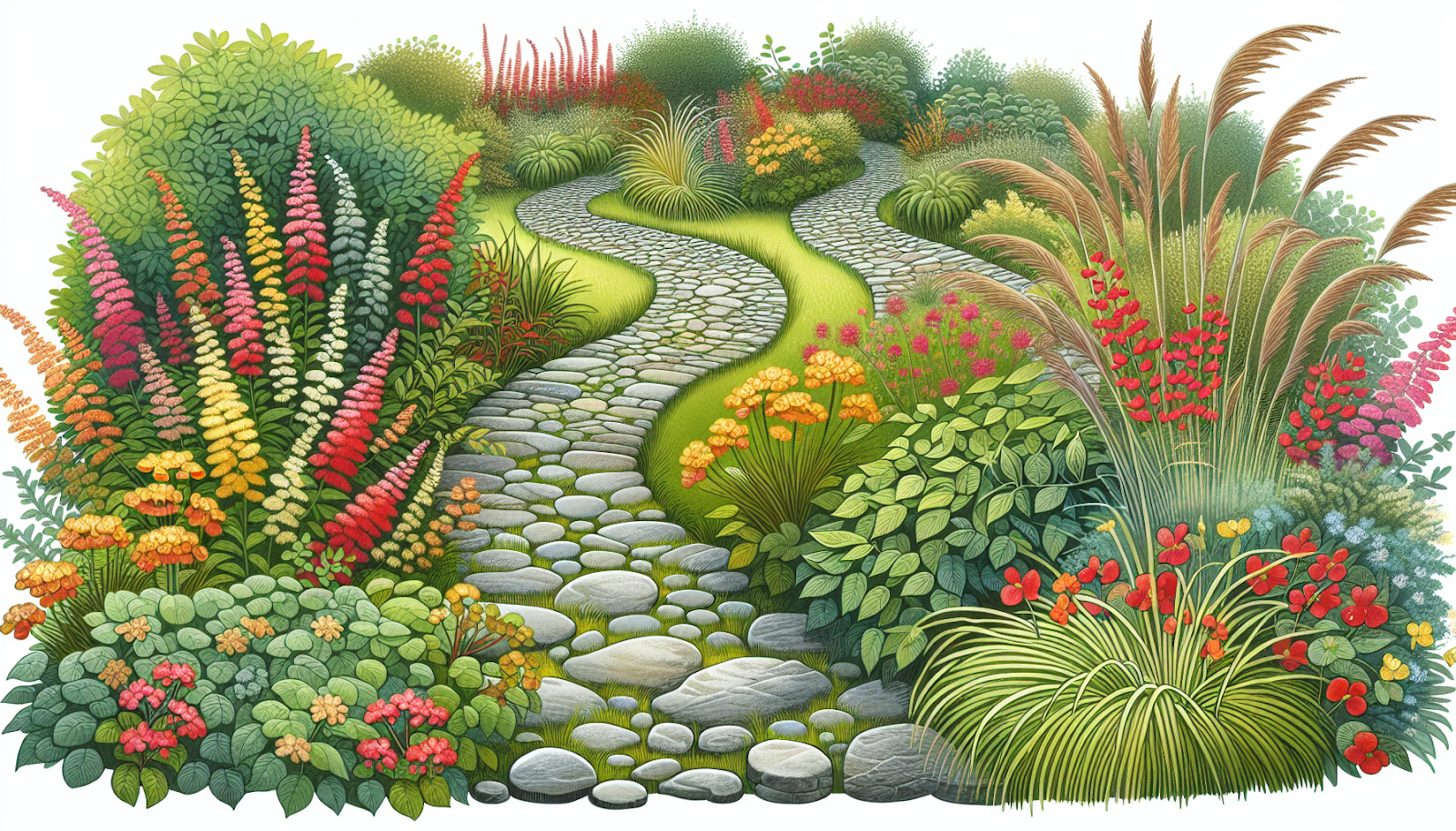Natural stone pathway in a garden