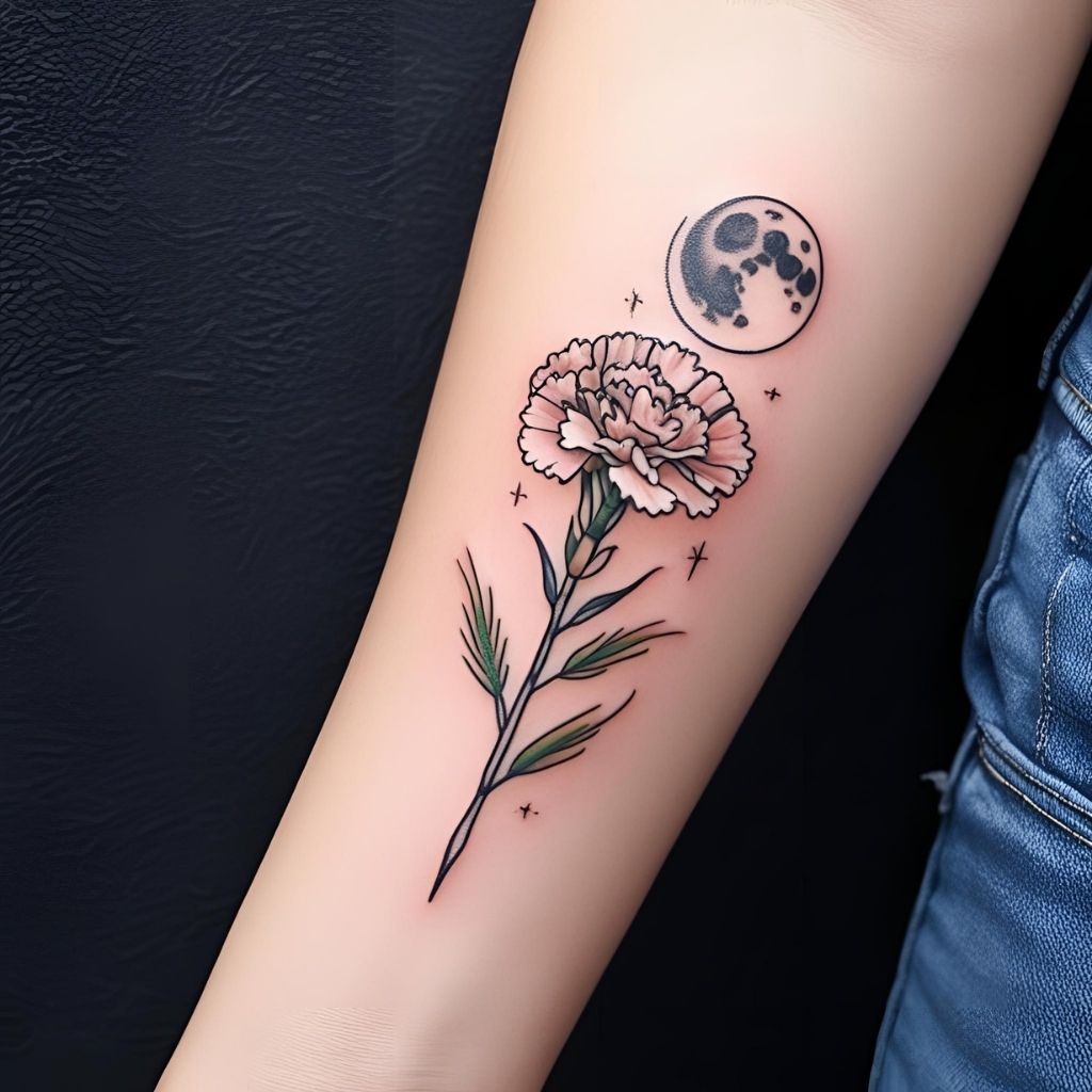 Carnation with Moon Tattoo