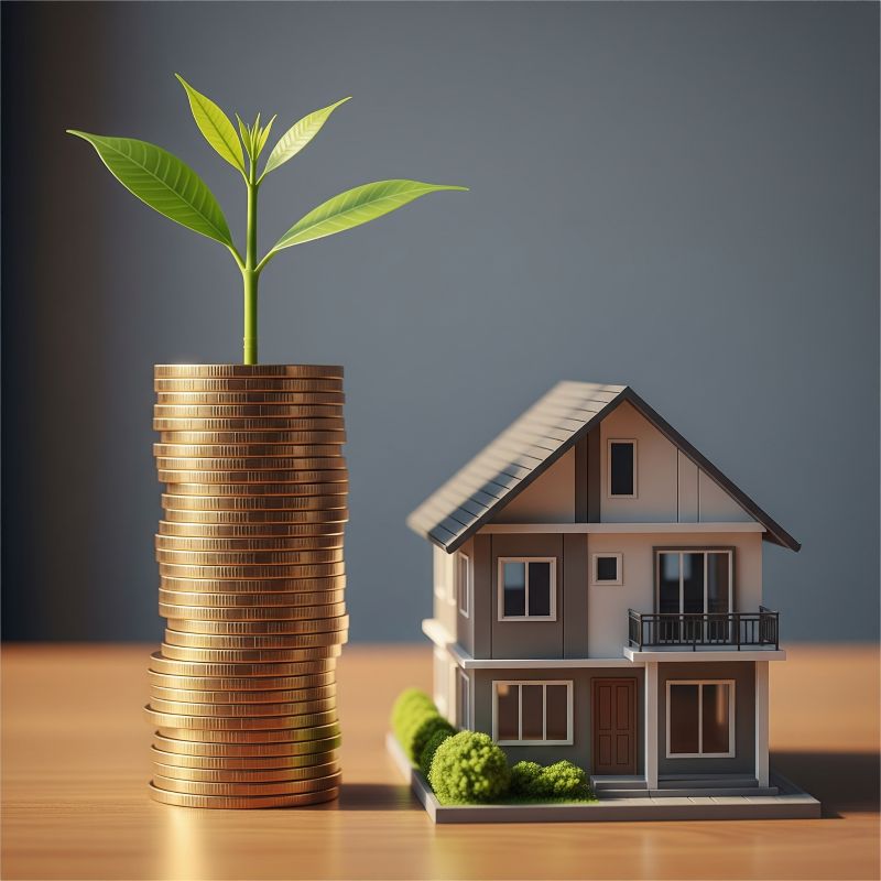 Hình ảnh ngôi nhà và cây phát triển tiền xu