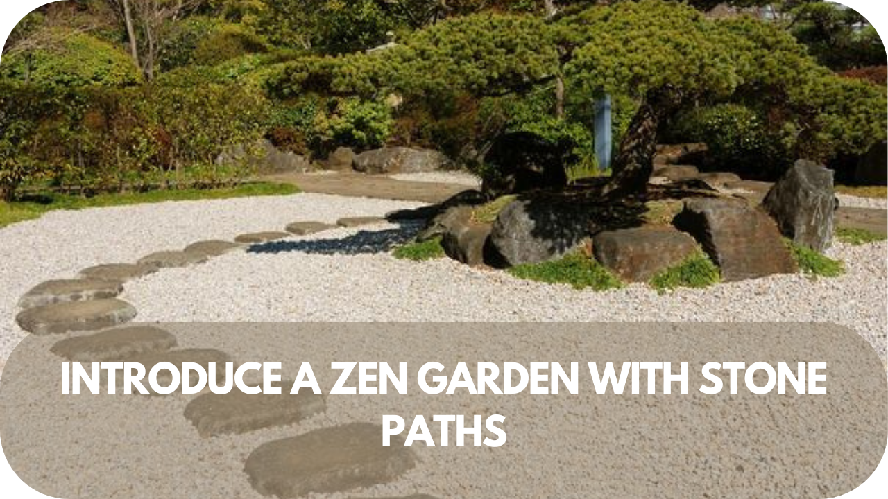 Peaceful Zen garden featuring minimalist stone paths and serene landscaping.