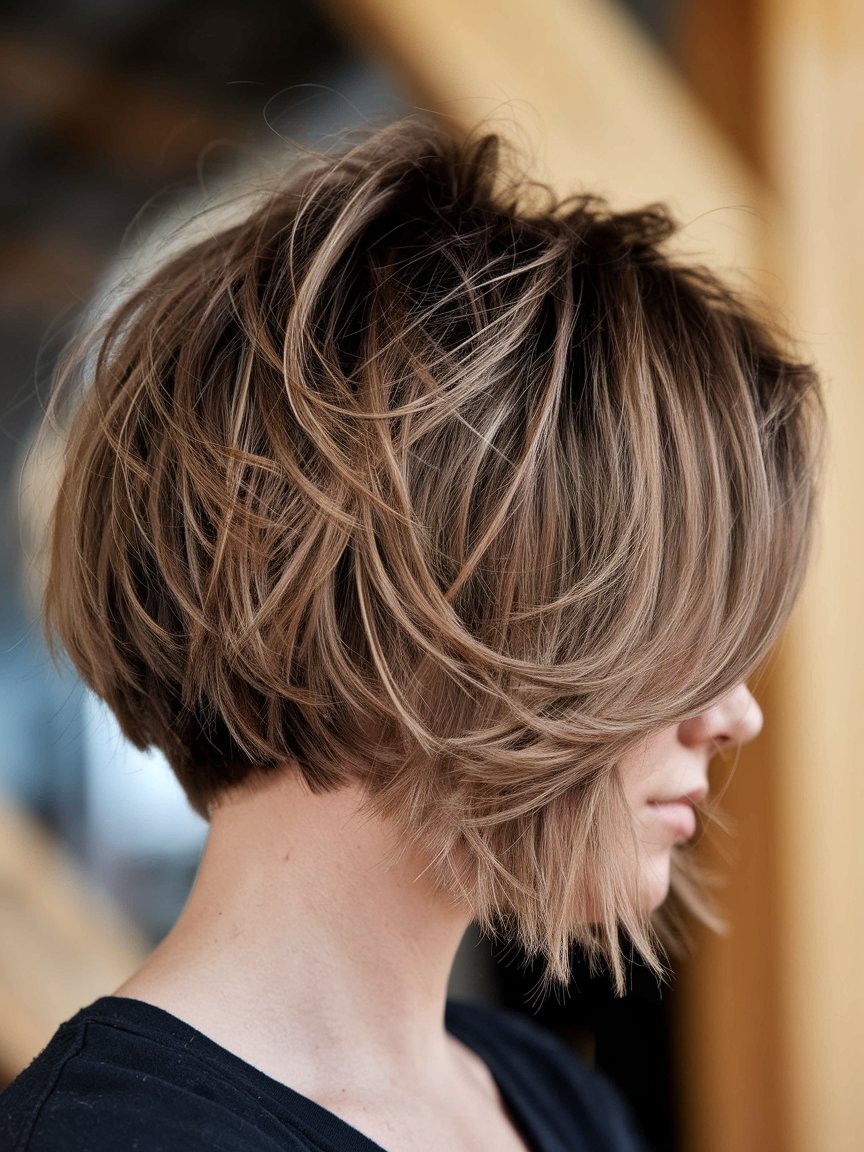 19. Short Shaggy Brunette Bob