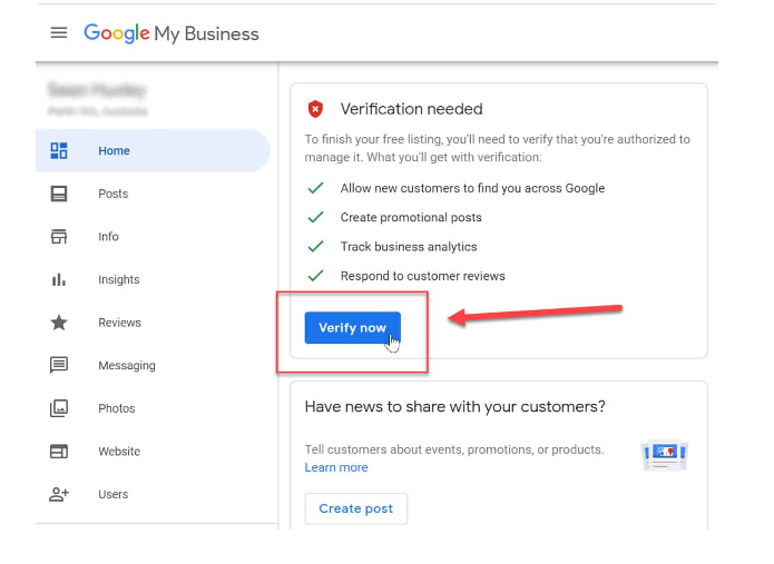 Google My Business verification 