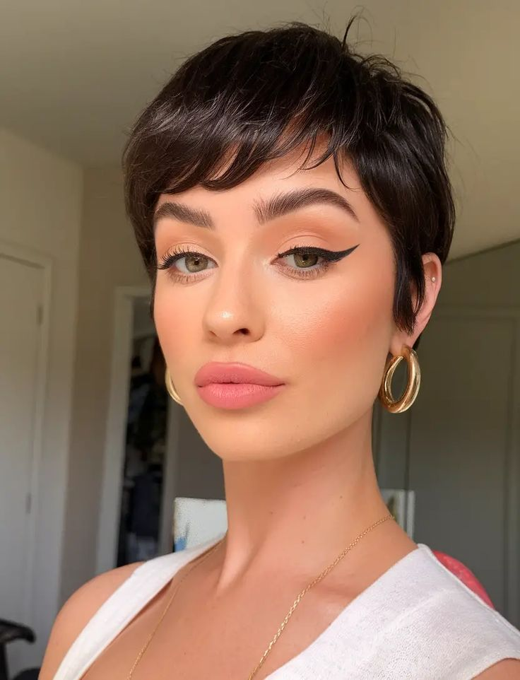 a lady rocking a pixie cut
