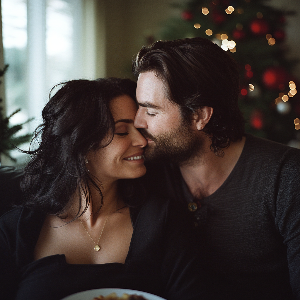 A happy husband kissing his wife | Source: Midjourney