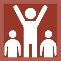 A person with his arms up and two people</p>
<p>Description automatically generated
