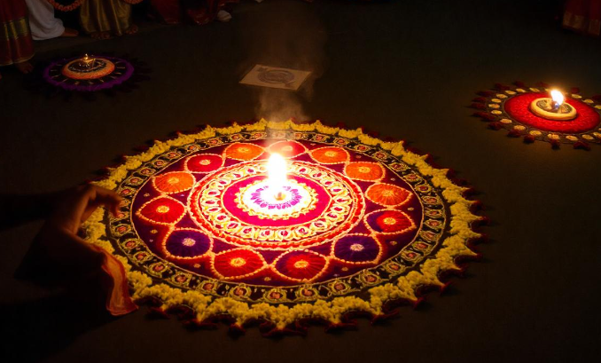 onam pookalam drawing