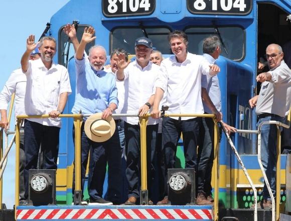 Lula visita trecho da Transnordestina em Missão Velha, no Ceará. — Foto: Kid Júnior/Sistema Verdes Mares