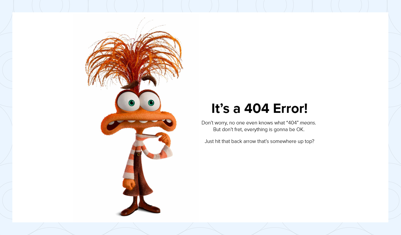 Pixar’s custom 404 error page