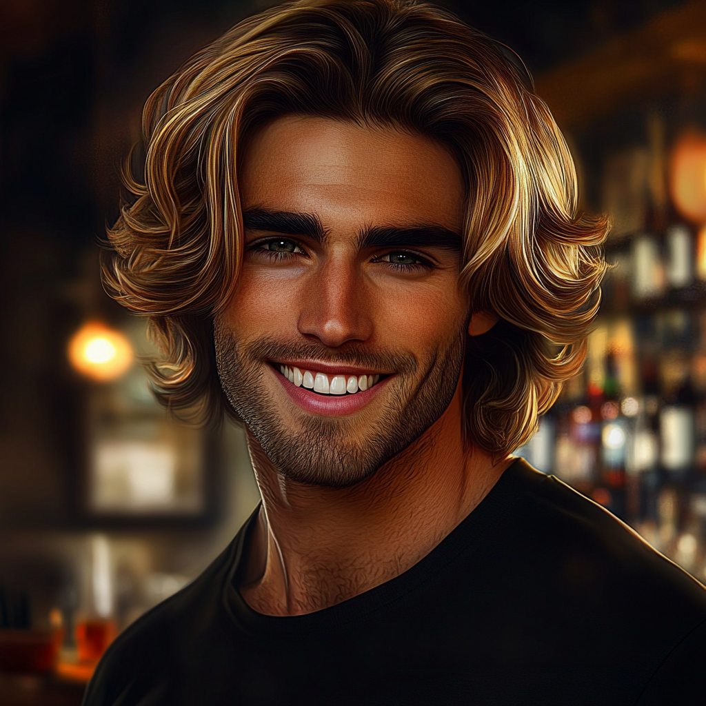 A man smiling in a bar | Source: Midjourney