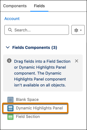 Dynamic Highlights Panel in the Fields tab