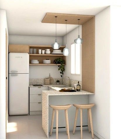 Dapur modern dengan peninsula kitchen yang hemat tempat untuk rumah minimalis type 36.