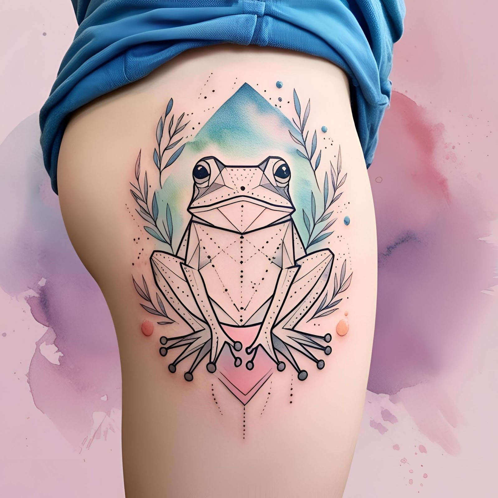 Geometric Frog Tattoo