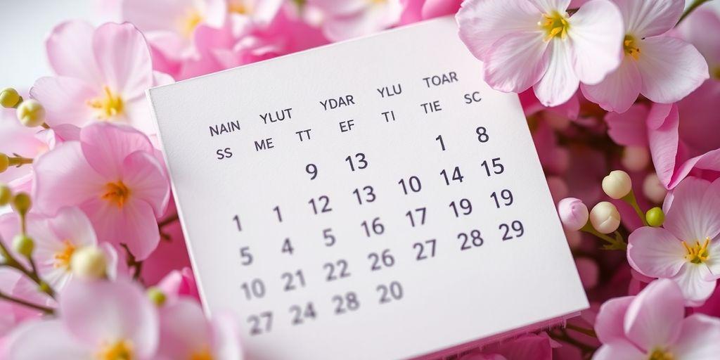 Calendar with marked ovulation days and flowers.