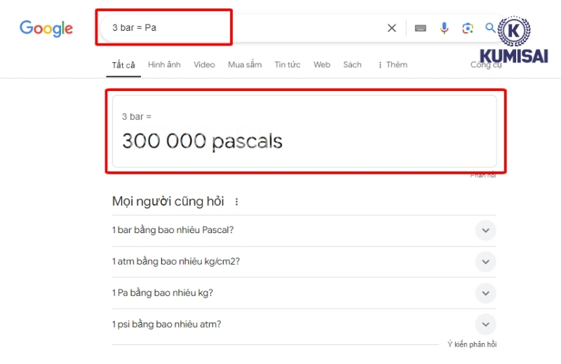 Cách tính đơn vị bar bằng google