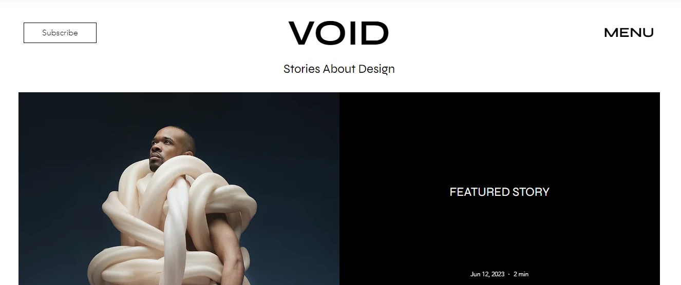 Void blogging website template