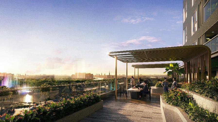 A patio with a roof over a city

AI-generated content may be incorrect.