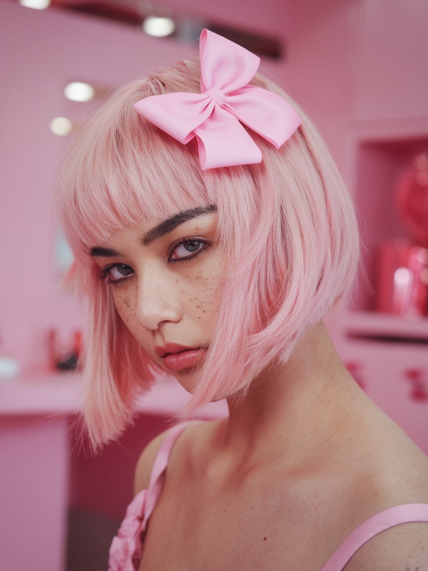 53. Short Edgy Pastel Pink Bob