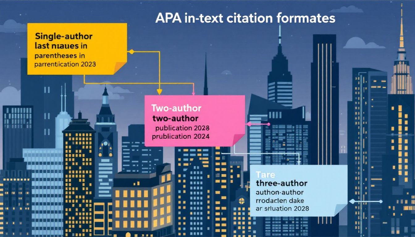 An illustration depicting various APA in-text citation formats.