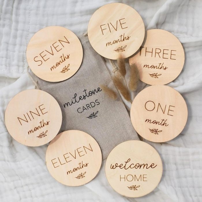 wooden baby milestone cards