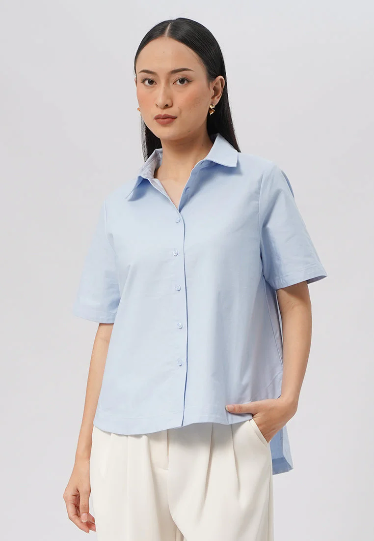 Short Sleeve Oxford Shirt Light Blue