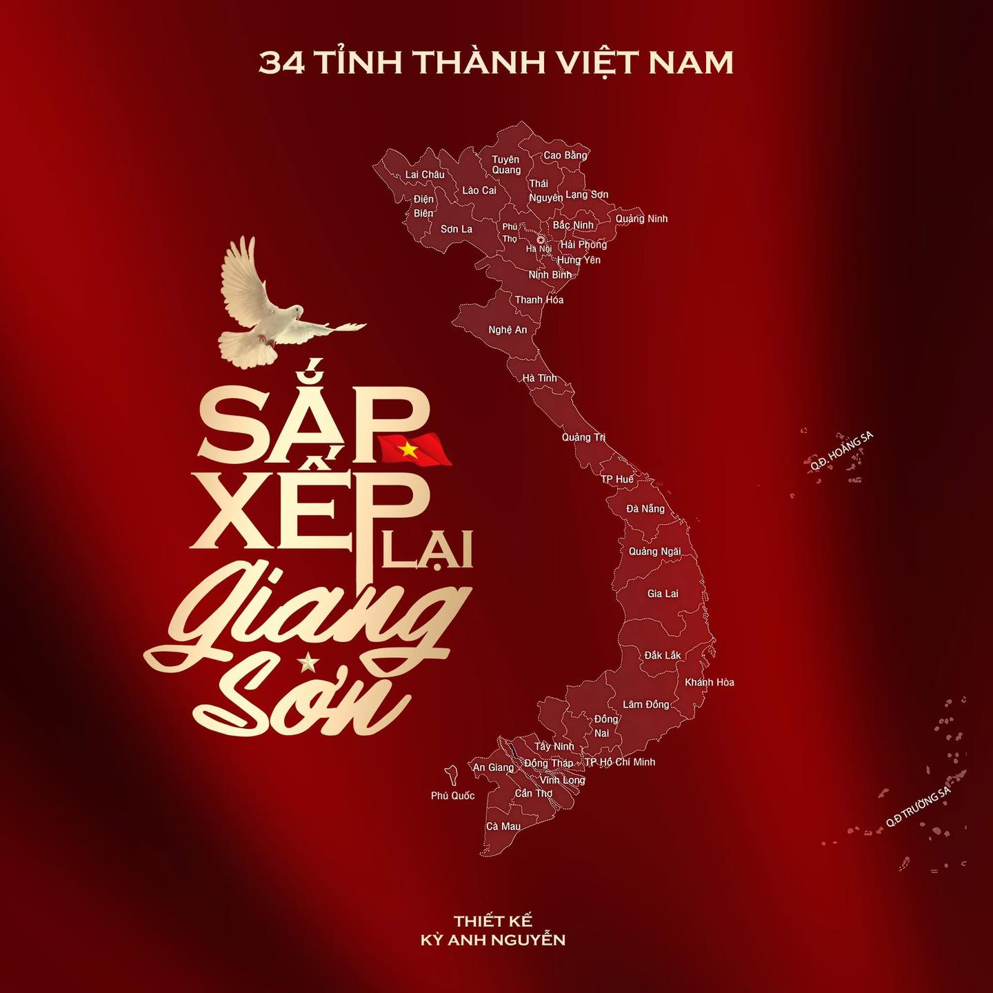 Bản đồ Việt Nam với 34 tỉnh thành mới sau khi sát nhập