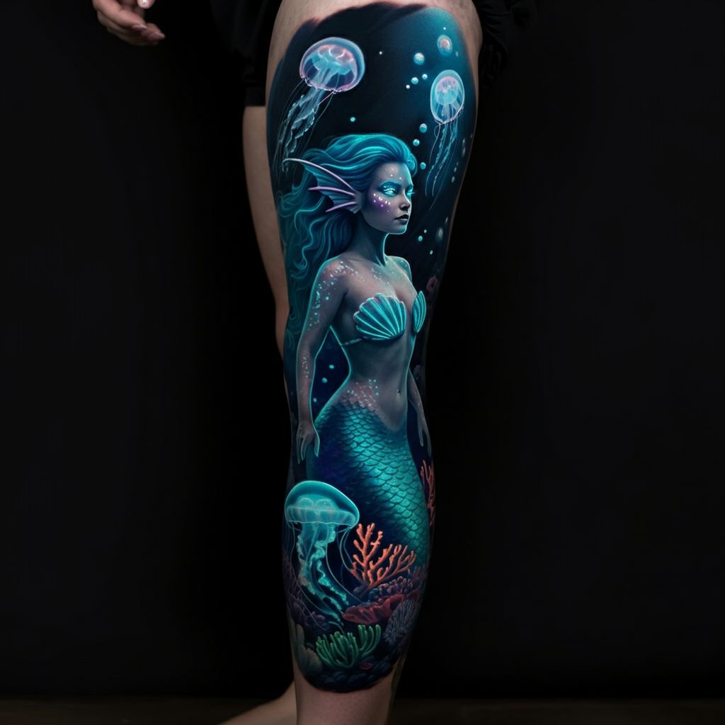Mermaid Tattoo on thigh  