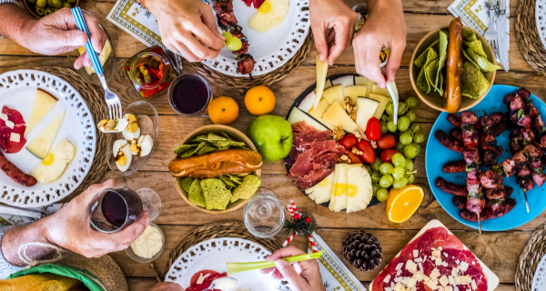 Dinner table filled with healthy food