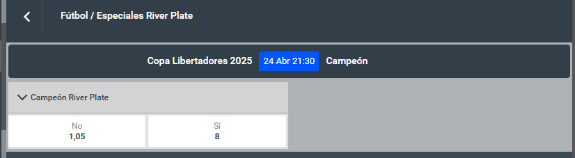 Apuestas River Copa Libertadores 2025