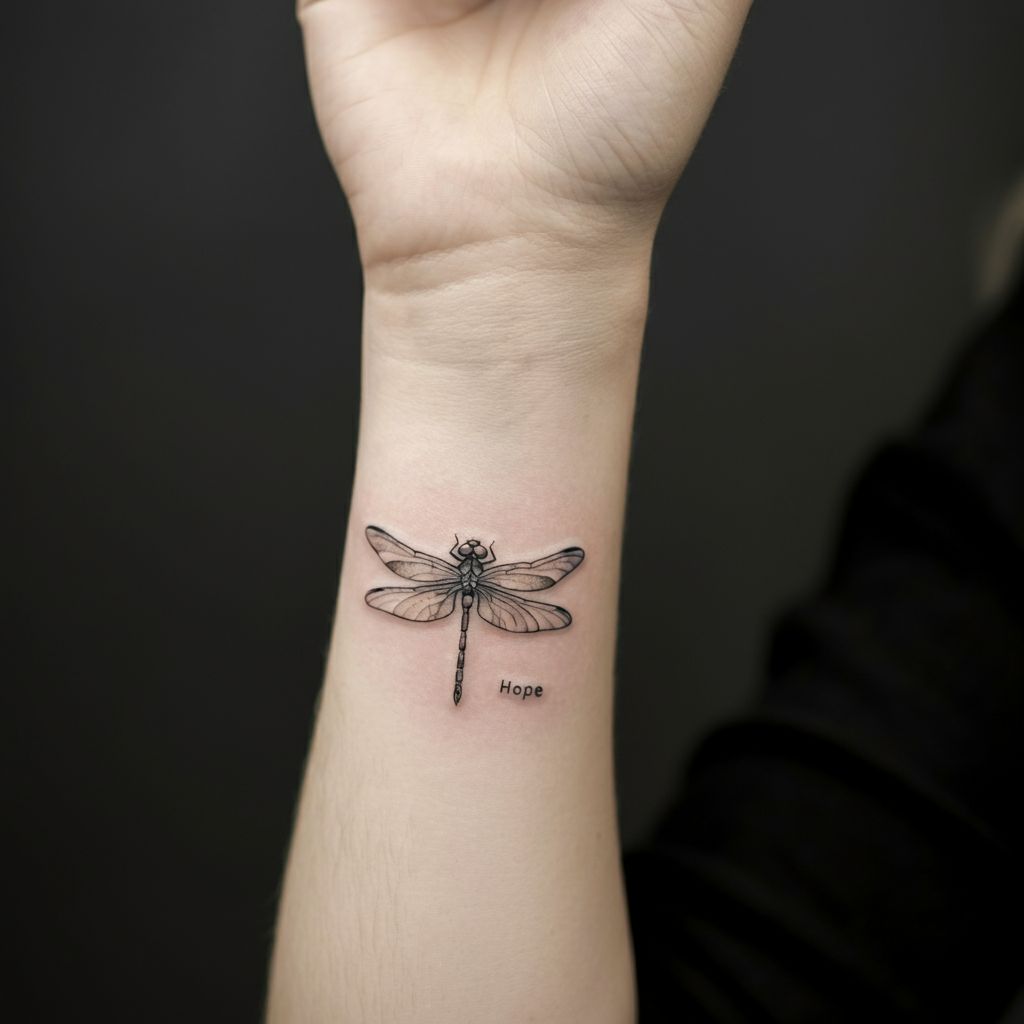 Dragonfly Tattoo with Words
