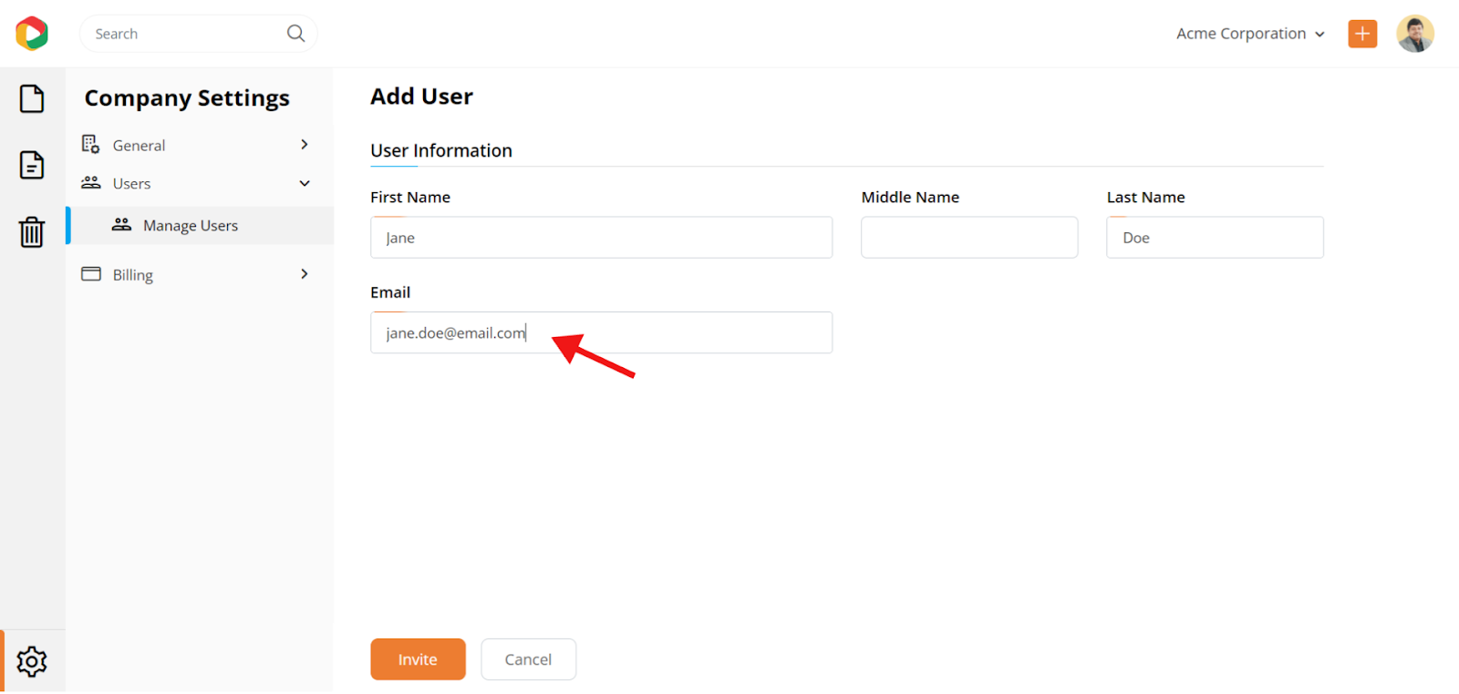 adding user in DocHipo workspace