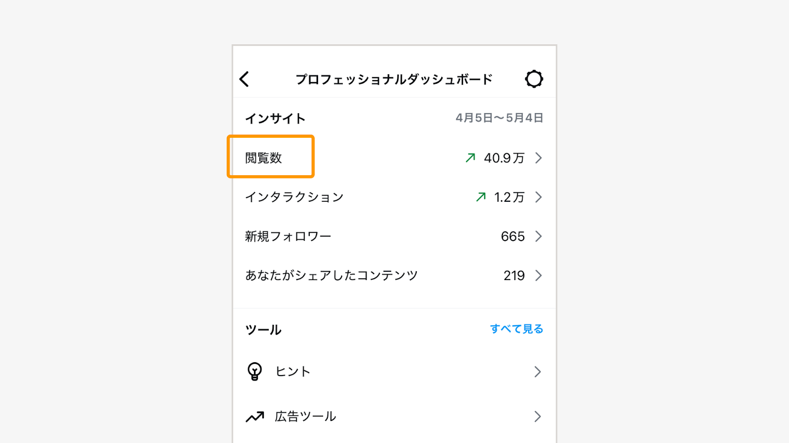 閲覧数をタップ