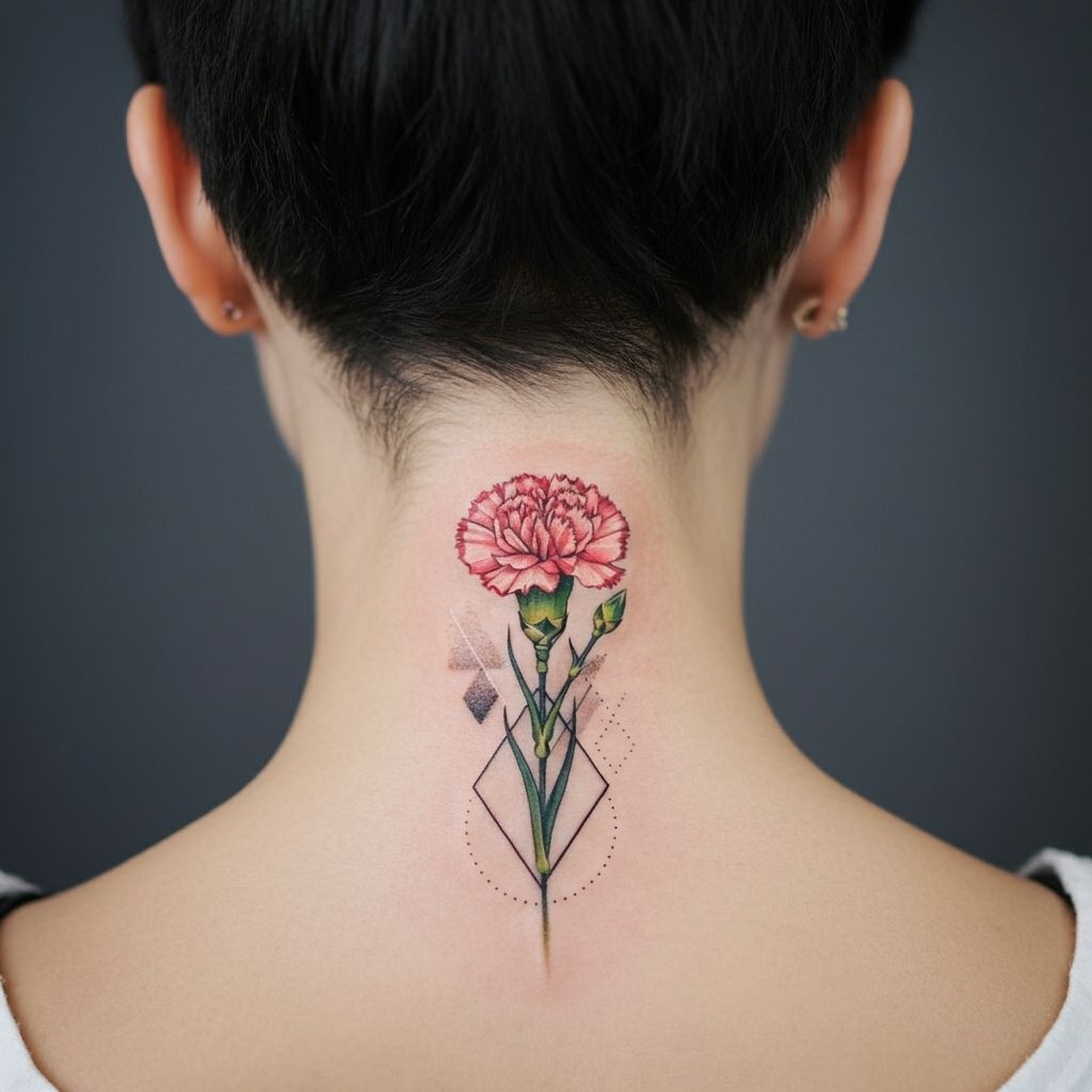 Carnation Hand-Poked Tattoo