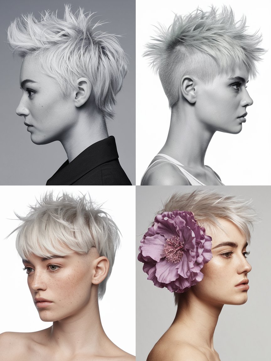 15. Platinum Spiky hairstyle Pixie with Undercut