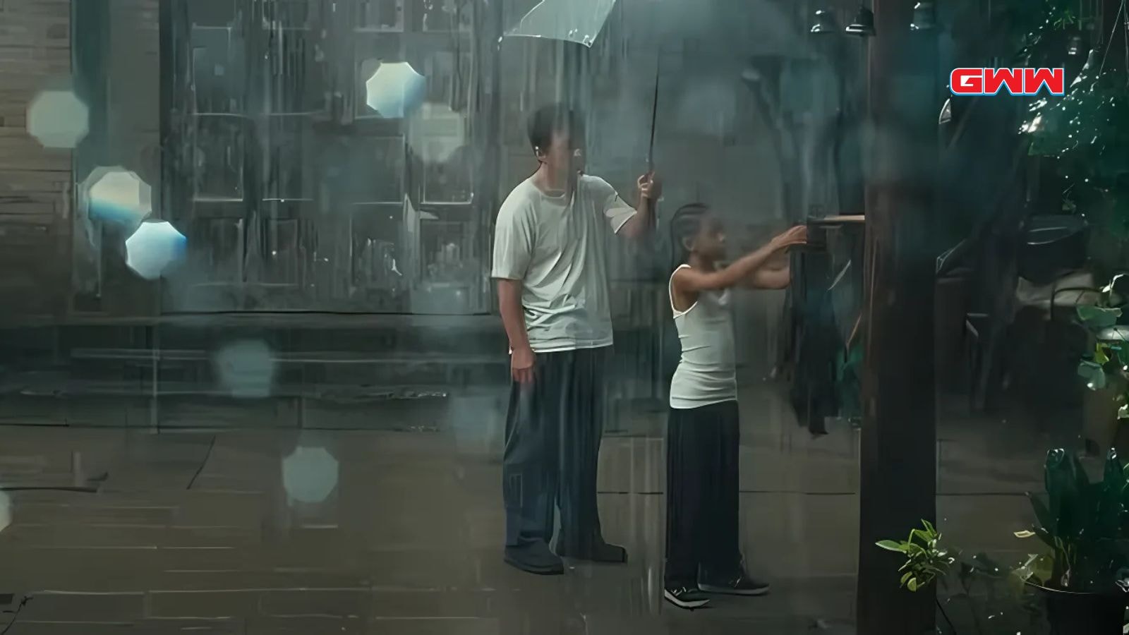 Jackie Chan teaching Jaden Smith martial arts under the rain in Karate Kid