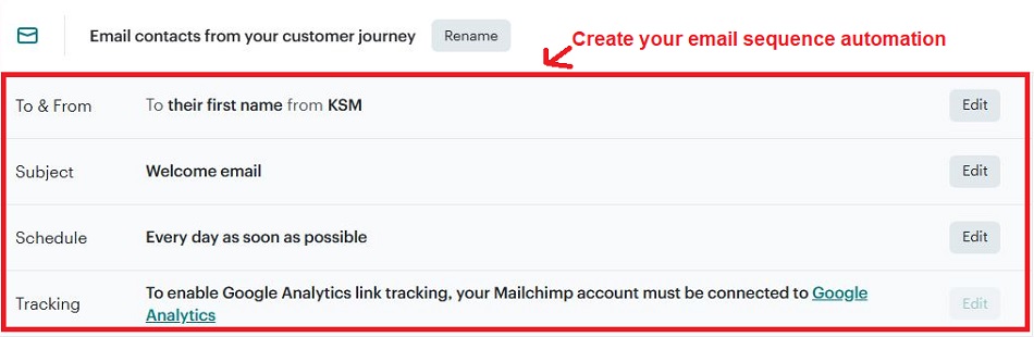 Create email sequence automation