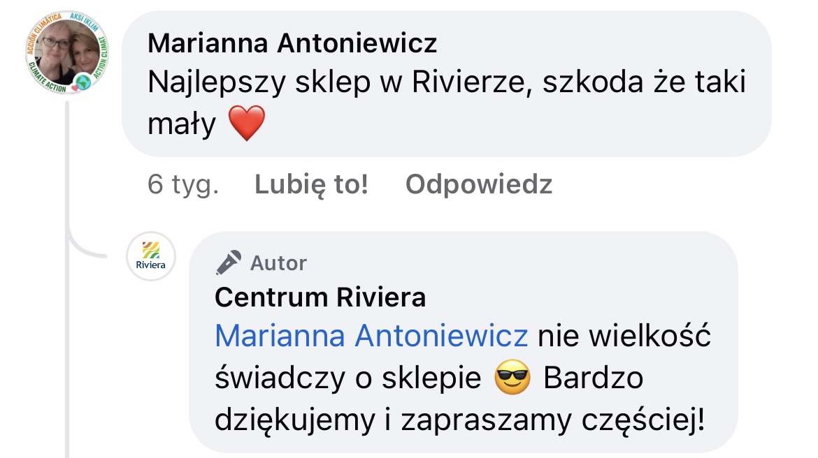 komentarze na Facebooku Centrum Handlowego Riviera