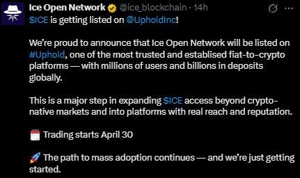 Ice listing on uphold