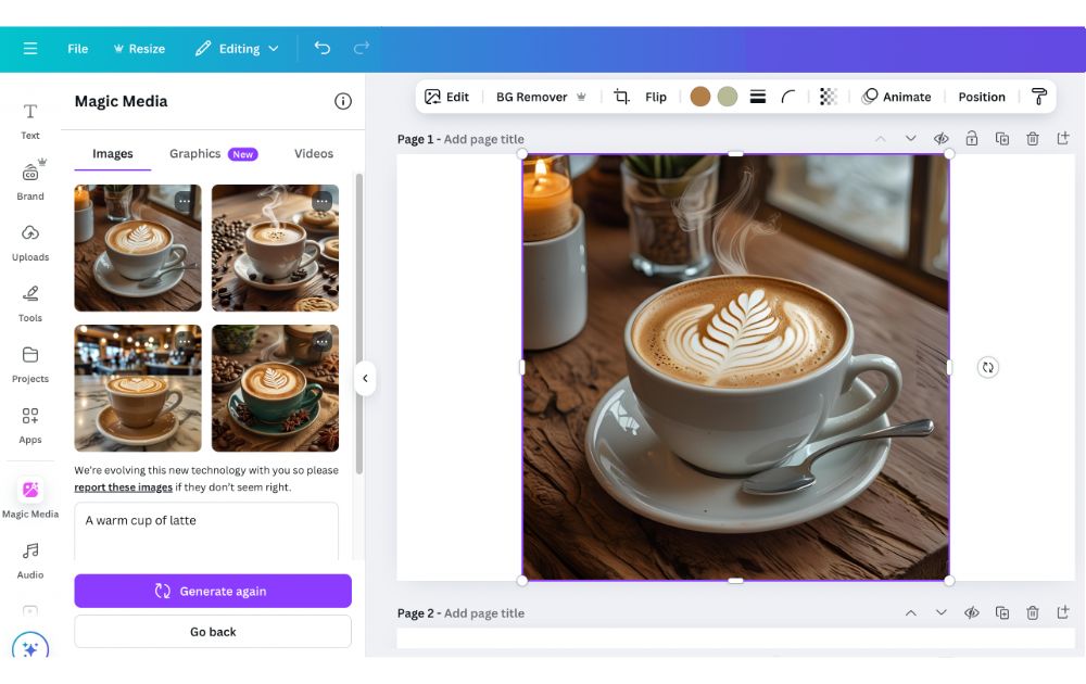 graphic design for content marketing  AI powered Canva example