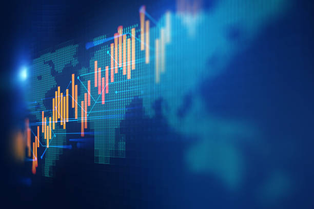 stock market investment graph with indicator and volume data. financial stock market graph illustration ,concept of business investment and stock future 
trading. stock chart stock pictures, royalty-free photos & images