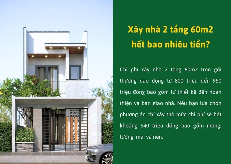 Xây nhà 2 tầng 60m2 hết bao nhiêu tiền Xây dựng Nhất Tín