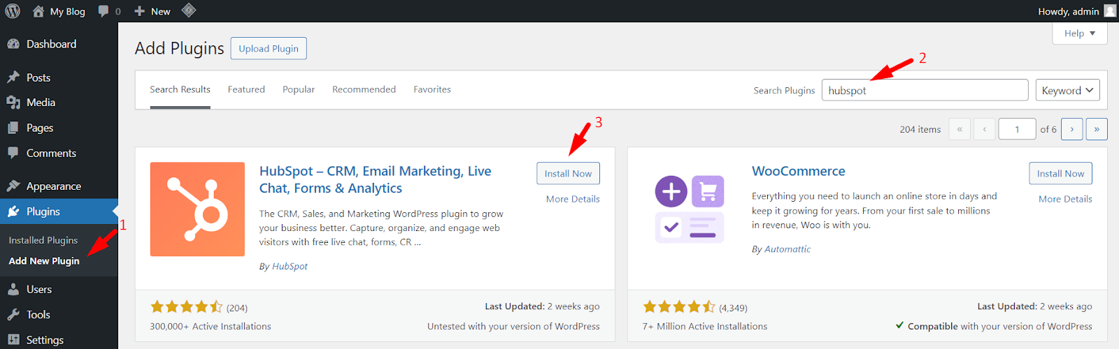 Downloading and Activating the HubSpot Plugin