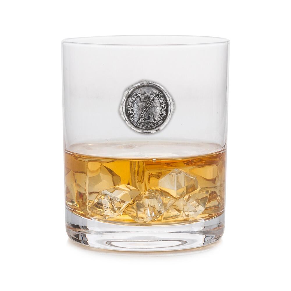 Personalised Whisky Glass with Pewter Initial Monogram Seal