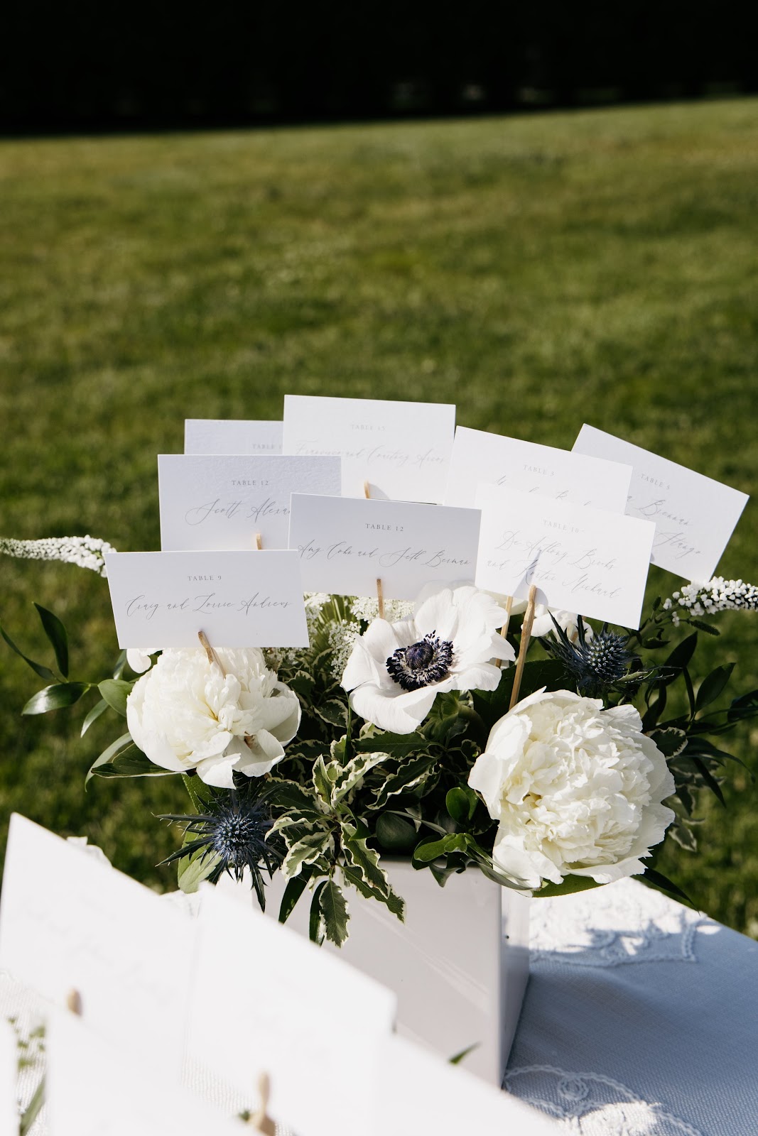 Wedding escort card floral display Eastern Yacht Club Marblehead, MA