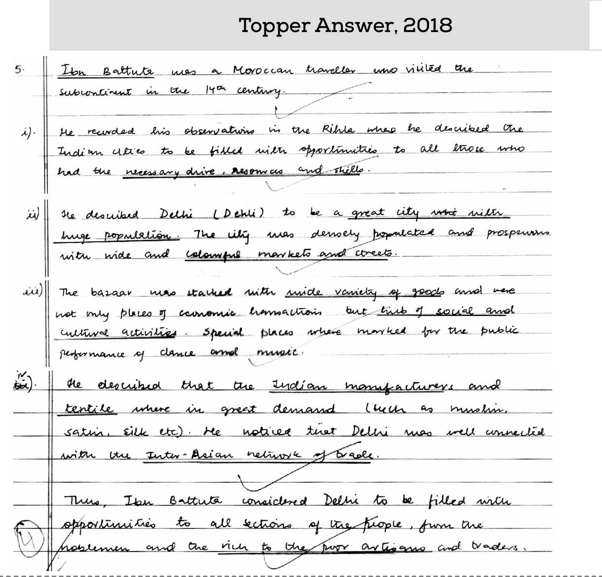 Class 12 History Chapter 'Through the eyes of travellers' PYQS 2018