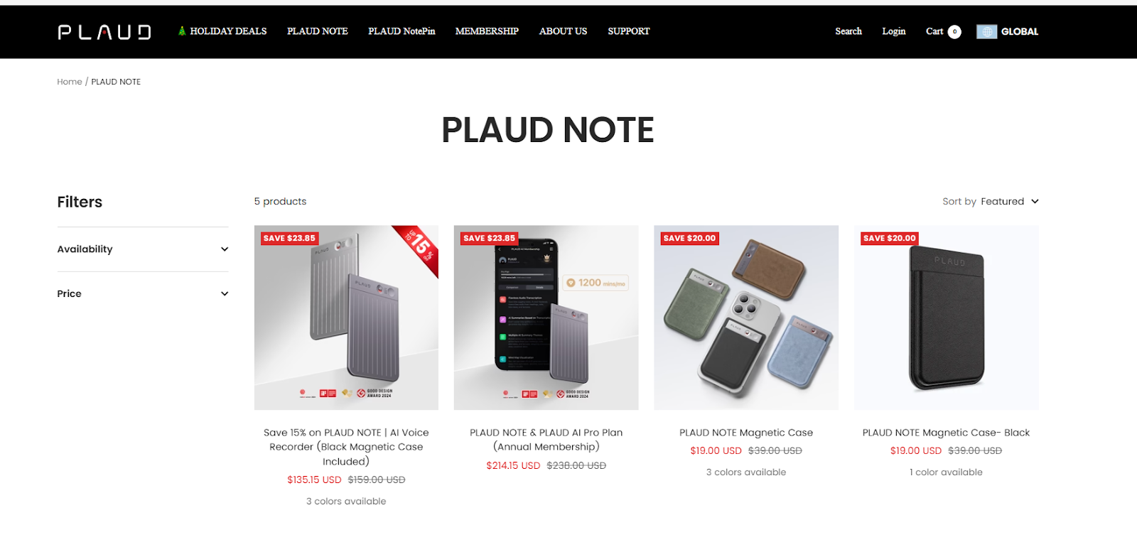 Plaid Note Pricing