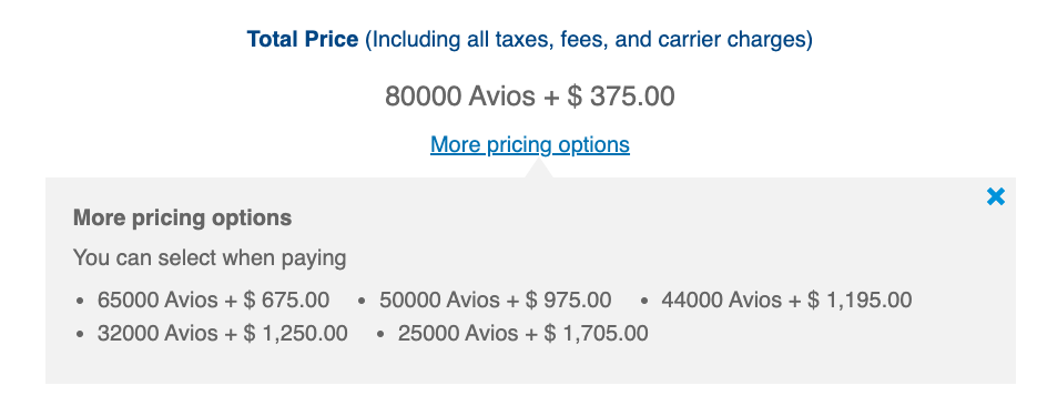 mixing points and cash on British Airways